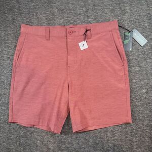Travis Mathew Mens Tech Chino Shorts Heather Roan Rouge Sz 42 NEW $89.95